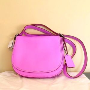 COACH Leather 1941 Saddle Bag Wildflower NWT 37535 crossbody pink purple purse